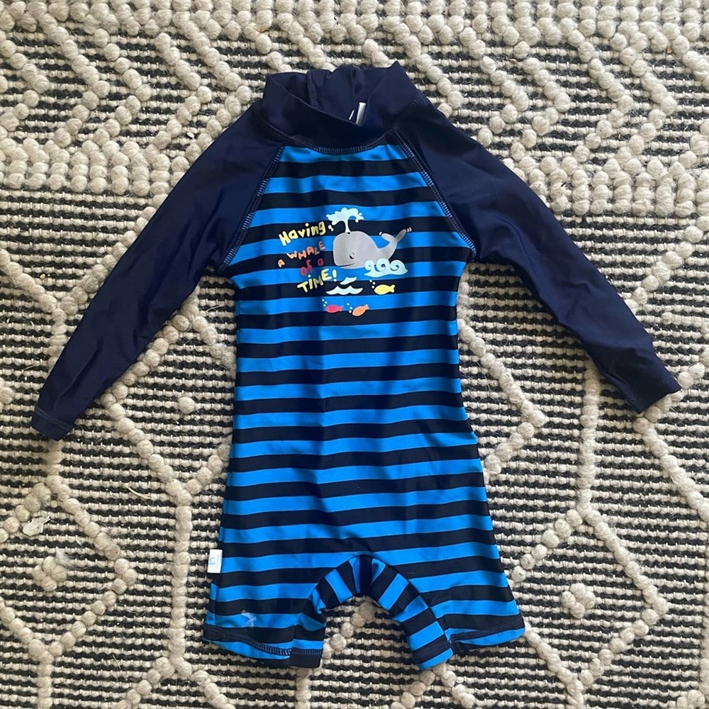 Up and Fast Infant / Baby Swim Rashguard Size 6-9 Months Blue One Piece
